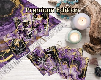 Tarot of the Obsidian Veil – Premium Edition, 78 Tarot Cards, 56 Page Guidebook, Hard Box, Fantasy Spiritual Divination & Shadow Work
