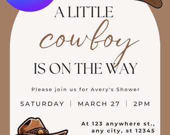 Zaproszenie na baby kowboj shower
