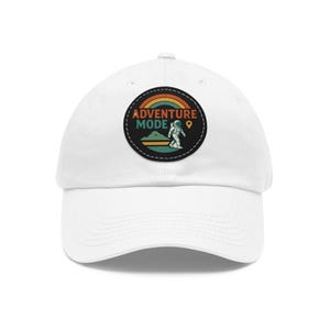 Adventure Mode Hat - Leather Patch Cap for Outdoor Lovers, Travel Enthusiasts, Unique Gift for Adventurers with Space Twist