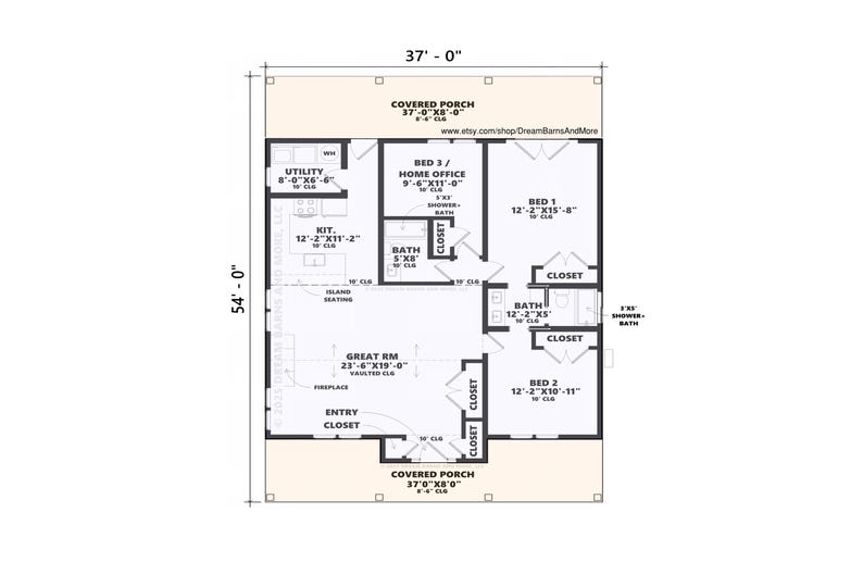 Compact Country Farmhouse 1440 - Full Building Plans/blueprints - 3 ...