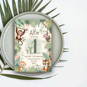 Jungle Safari 1st Birthday Invitation: Editable Template (Digital Download)