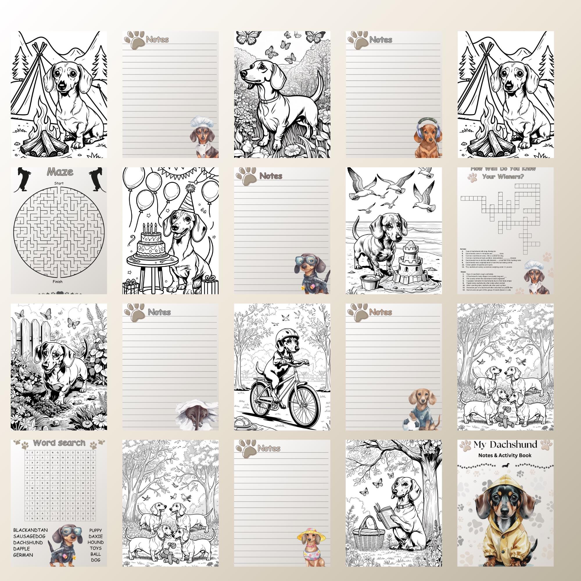 Dachshund Activity Book: Printable PDF for Dog Lovers (digital Download ...