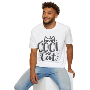 Cool Cat Unisex Softstyle T-Shirt | Fun Cat Lover Tee | Gift for Cat Owners | Casual Comfort Wear | Perfect for Birthdays, Cat Day, Everyday
