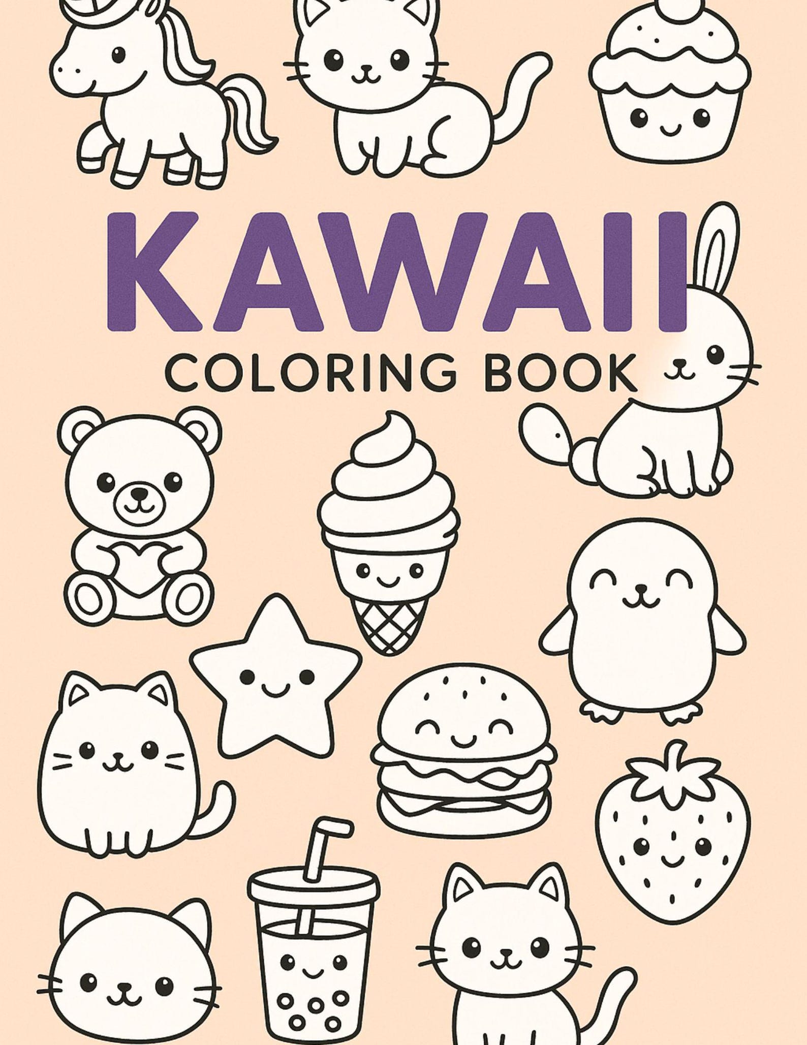 KAWAII Coloring Book - Etsy