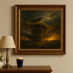 Song of Banba – Irish Goddess of Battle & Land | Celtic Mythological Woman Painting Epic Irish Heritage Printable Wall Art Ireland Painting