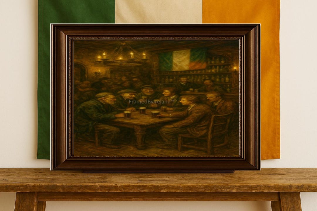 Irish Pub Evening Scene – Moody Rustic Oil Painting | Irish Bar Digital ...