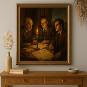 The Birth of the Irish Proclamation – Easter Rising 1916 Candlelight Scene | Irish Revolution History Art Print | Éire Independence Decor