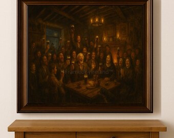 Irish Pub Print | Vintage Guinness Toast, Village Celebration (Digital Download)