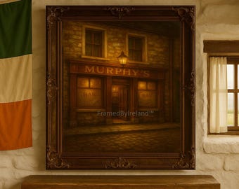 Dipinto a olio di un pub irlandese / Scena di un bar celtico malinconico (stampa digitale)