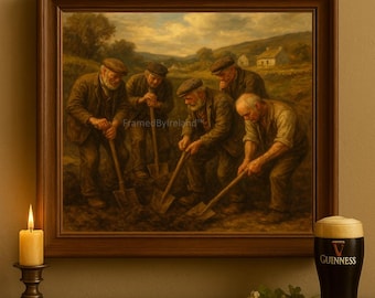 Målning av irländska grävare | Kerry Ireland, vintagekonsttryck (digital nedladdning)