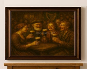 Irish Pub Oil Painting – Vintage Guinness Scene, Celtic Bar Art (Digital Download)