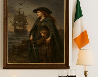 Druk artystyczny Gráinne Mhaol – irlandzka królowa piratów, celtycka wojownicza matka (pobieranie cyfrowe)