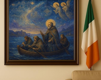 Podróż Świętego Brendana – grafika – celtycko-irlandzka sztuka morska (pobranie cyfrowe)