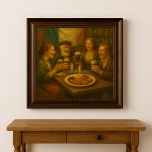Irish Pub Wall Art – Guinness & Laughter Scene | Printable Vintage Bar Decor | Irish Heritage Oil Painting | Pub Life Digital Download