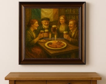 Irish Pub Print – Vintage Guinness & Laughter Oil Painting (Digital Download)