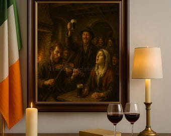 Irish Pub Painting – Guinness, Singing, Folk Music Print (Digital Download)