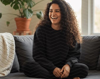 Black Crewneck Sweatshirt Mockup | Gildan 18000, Latina Model (Digital Download)