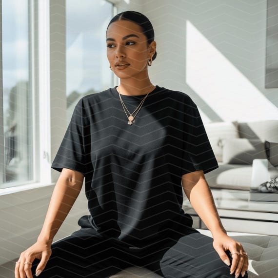Black T-Shirt Mockup | Latina Model, Comfort Colors & Bella Canvas (PNG)