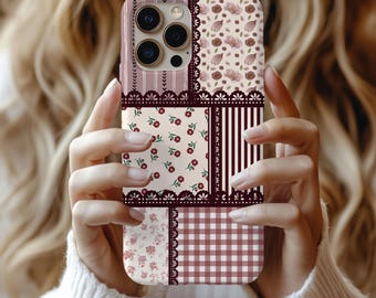 ヴィンテージパッチワークフローラルスマホケース | iPhone、Samsung Galaxy S25 Ultra、Google Pixel用タフケース
