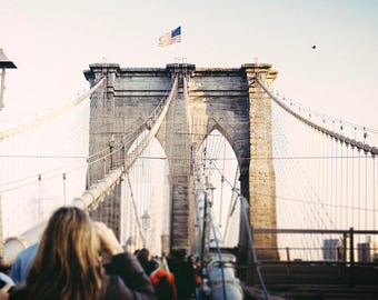 A Walk Across the Brooklyn Bridge, Brooklyn Photo Wall Art, City Home Decor, Travel image, NYC Photography, Cindy Taylor Print