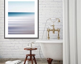 Ocean Abstract in Blues and Grays, Coastal Home Decor Art, Large Wall Art, Nautical Image, Sea and Sky Photo, Beach House Art