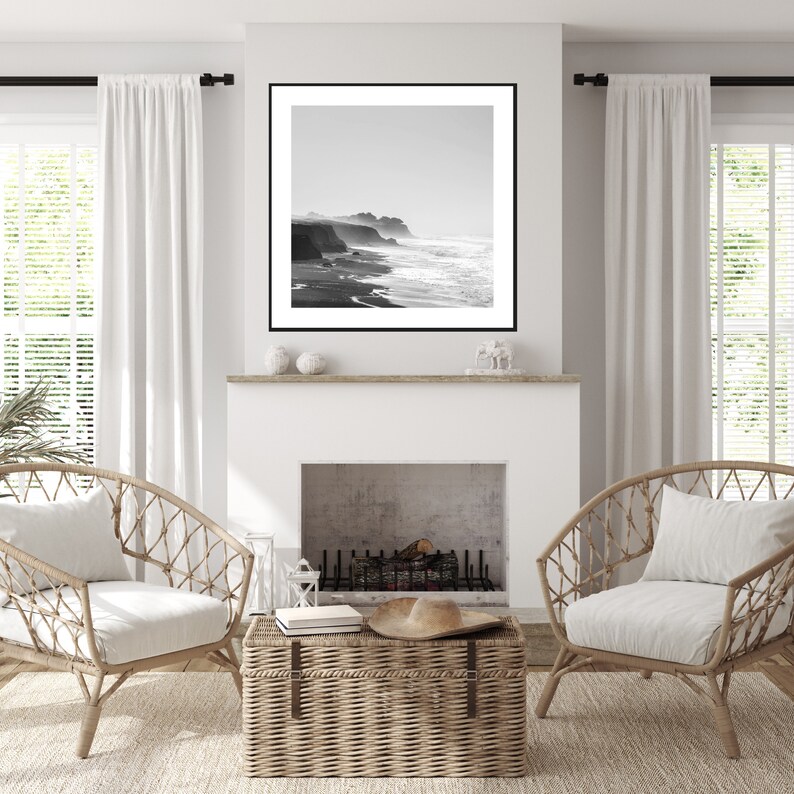 Fotografía de playa de California, decoración de casas costeras, impresión de costa brumosa, arte de casa de playa, arte de pared náutica, arte de paisaje costero imagen 8