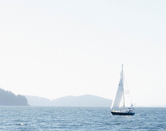 Summer SailingPrint, Nautical Image, Art, Photography, Cottage Scene, Beach Home Decor, Blue and White Print, Fine Art Print