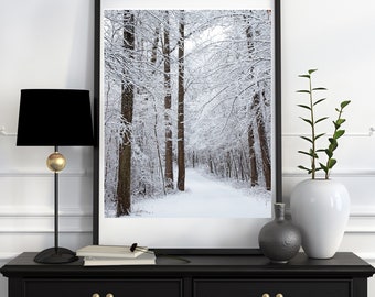 Winter Scene Print, Forest in Snow Print, Snow Covered Woods Photo, Winter Home Decor, Winter Forest Print