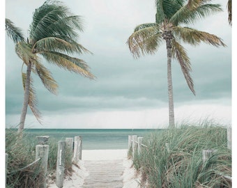 Beach Print, Palm Trees Photo, Coastal Home Decor, Seascape Wall Art, Seashore Print,