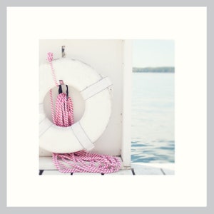 Beach Home Art, Life Preserver Photo, Coastal Home Decor, Nursery Art, Girls Room Print, Nautical Kids Art, Pink and White Nautical Print image 2