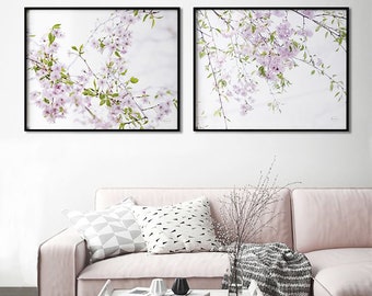 Spring Flowers Print, Pink and White art Prints, Floral photo set, Set of 2 flower prints, Botanical art prints, Floral photography,