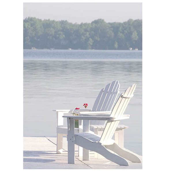 Beach Photography-Fine Art Photography-Coastal Home Decor-Adirondack Chairs-Blue- White Print-"Sunday Morning"