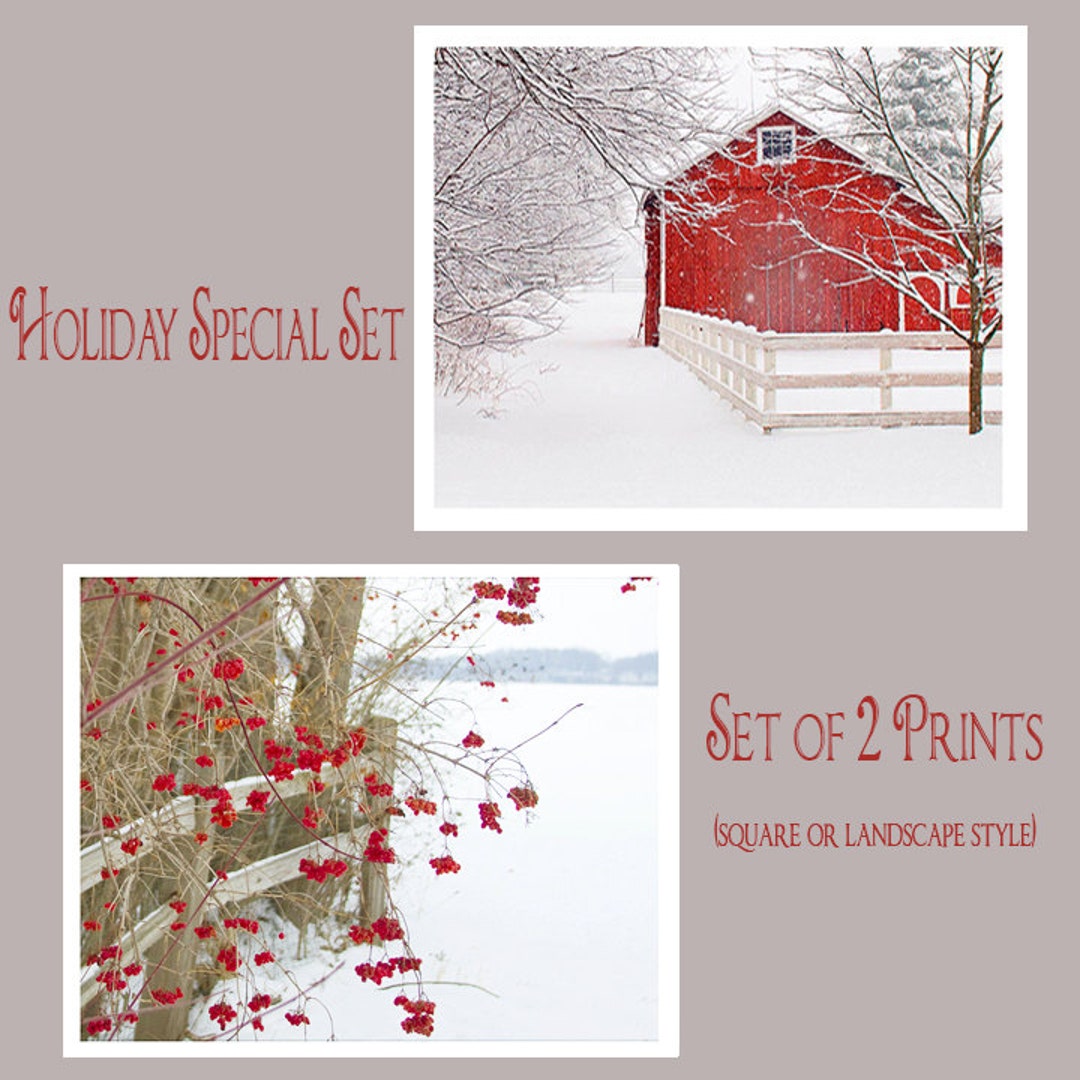 Red Barn Snow Print/winter Photos/ Winter Wall Art/ Country Wall Decor ...