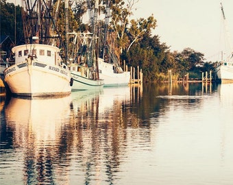 Fall Home Decor Art, Fishing Fleet Savannah Photo, Coastal Home Decorating, Nautical Print, Boat Photograph, Cindy Taylor Print