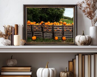 Autumn Pumpkins Wall Art, Fall Thanksgiving Decor, Pumpkin Print, Autumn Home Decorating, Country Wall Art, Farmhouse Decor