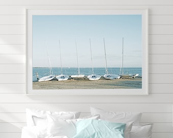 Cape Cod Segelboot Foto, Strand Art, Küstenleben, Nautische Cottage Dekor, Blau und Weiß Art, Segeln Druck