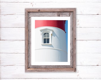 Lighthouse Photo, Cape Cod Art, Beach Art Print, Summer Cottage Decor, Red and White Lighthouse, Coastal Photography