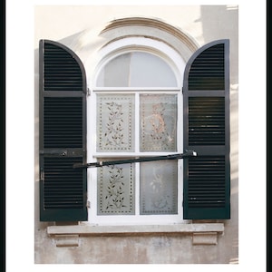 Charleston Window Black Shutters Print, Art Home Decor, Neutral Colors Home Art, Window and Doors Photography