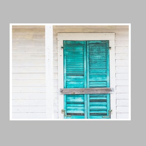 Turquoise Shutters Photo, Turquoise Home Decor Vintage Shutters Photograph, Cindy Taylor Print. Coastal Home Decor, Beach House Art, image 4