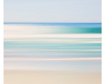 Abstract Beach Print, Turquoise Blue and Cream Print, Ocean Photography, Beach Decorating, Coastal Home Photo