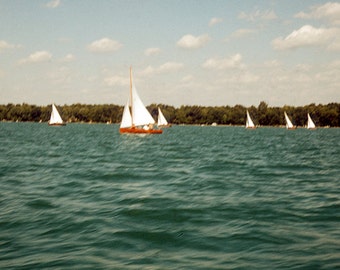 Vintage, See-Szene, Segeln, Fotografie-Druck, 1960, Kodachrome Farben, Wand-Dekor, Mid-Century Modern, Kunstdruck