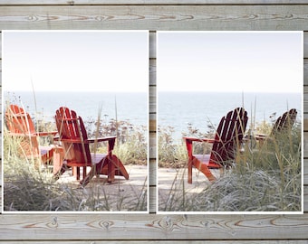 Adirondack Chairs Print Set, Set of Two Coastal Prints, Cottage Home Decor, Lake Wall Art, Beach Art Prints, Coastal Home, Nautical Art