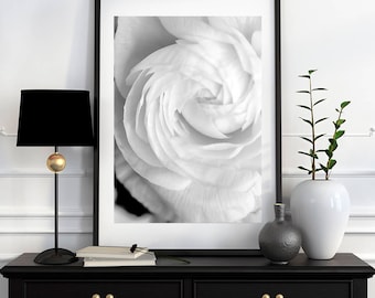 Black and White Photography, Floral Photography, Macro Flower, Elegant Classic Home Decor, Fine Art Print, Cindy Taylor