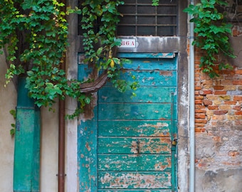 Art, Photography, Venice Photography, Italy,Travel Photography, Wall Art, Vintage, Turquoise Door, Print