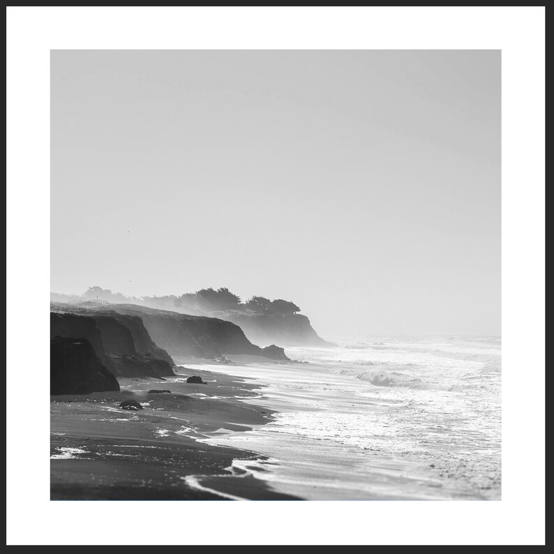 Fotografia della spiaggia della California, decorazione della casa costiera, stampa della costa nebbiosa, arte della casa sulla spiaggia, arte della parete nautica, arte del paesaggio costiero immagine 7