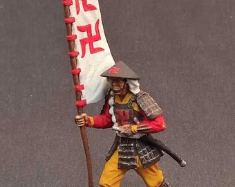 Ashigaru Standard-Bearer – 16th–17th Century Japan – Hand-Painted Tin Figurine – Samurai Series – 1:32 Scale (54 mm)