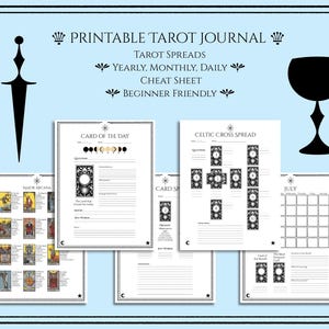 Tarot Journal Printable Undated | A4 | US Letter | Tarot Spreads, Daily Tarot Journal | Workbook, Cheat Sheet, Grimoire | Beginner Friendly