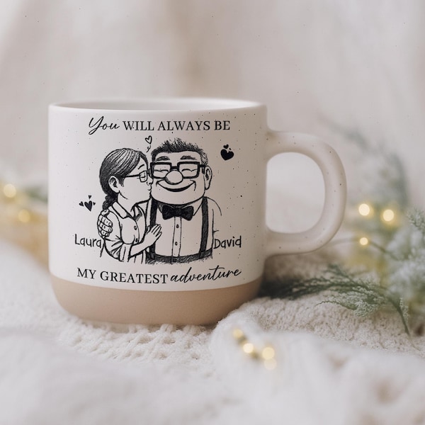 You're My Greatest Adventure Pottery Mug, Anniversary Coffee Mug Gift for Her, Mothers Day Gift, Custom Christmas Gift