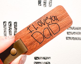 Engraved Handwriting Koa Wooden Keepsake Keychain