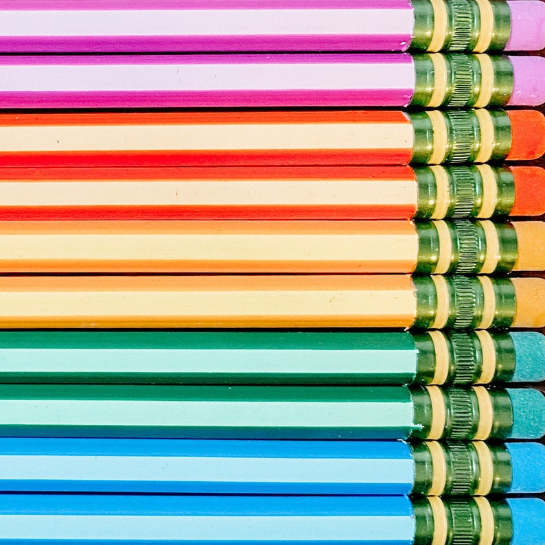 Engrave Your Name Pencil Set Engraved Pencils Teacher Appreciation Gift Name Pencils Ticonderoga Pencils Back to School Rainbow Stripe